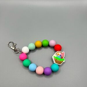 Colorful Beaded Keychain with Easter Charm - Handmade K0225C
